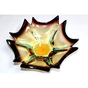 Vintage Italian MURANO Art Glass - Plum, Turquoise & Gold Starburst